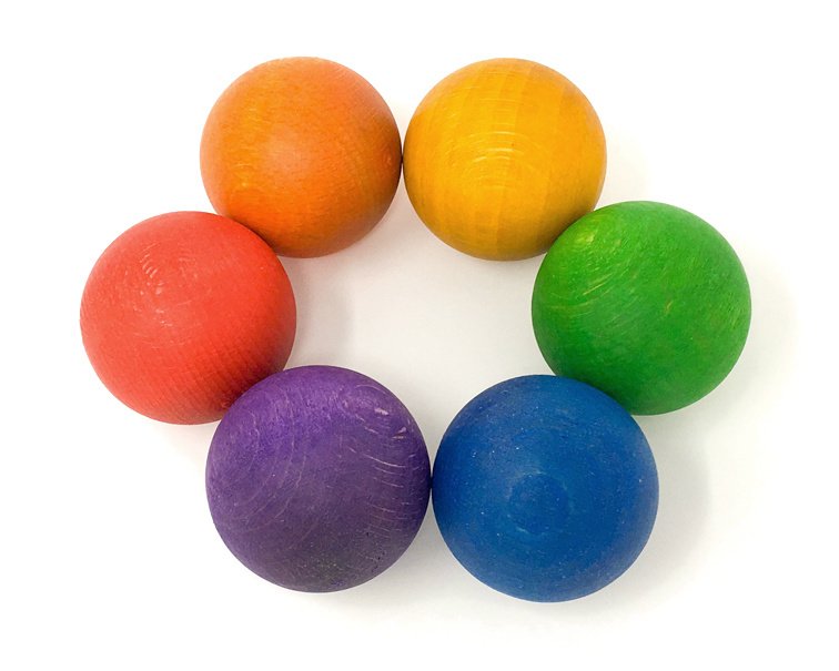 Grapat - 6 houten ballen regenboog - Grapat