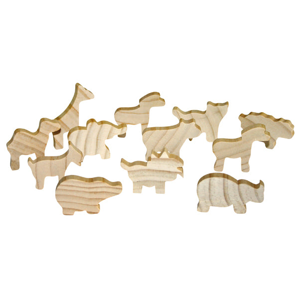Eduplay - 12 houten dieren (onbeschilderd)