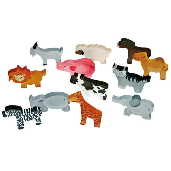 Eduplay - 12 houten dieren (onbeschilderd)