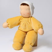 Grimm's - zachte handgemaakte knuffel pop - geel - (baby+)