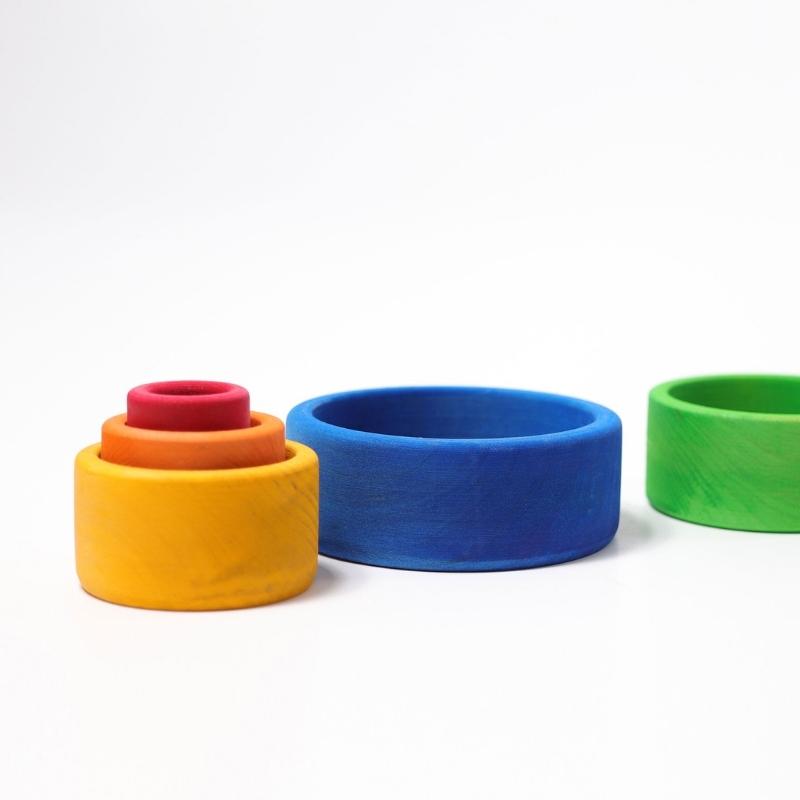 Grimm's - Houten Stapel Bakjes Regenboog 5 stuks