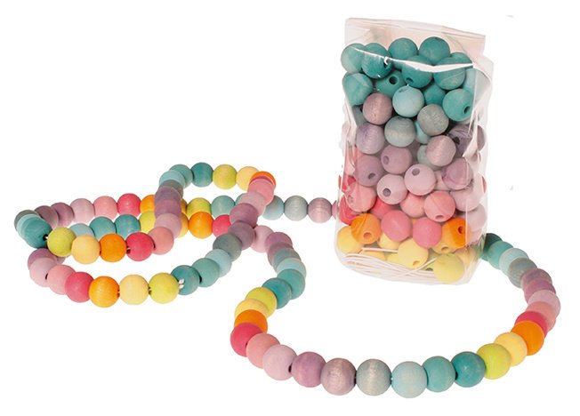 Grimm's - 120 houten pastel kralen 1,2 cm