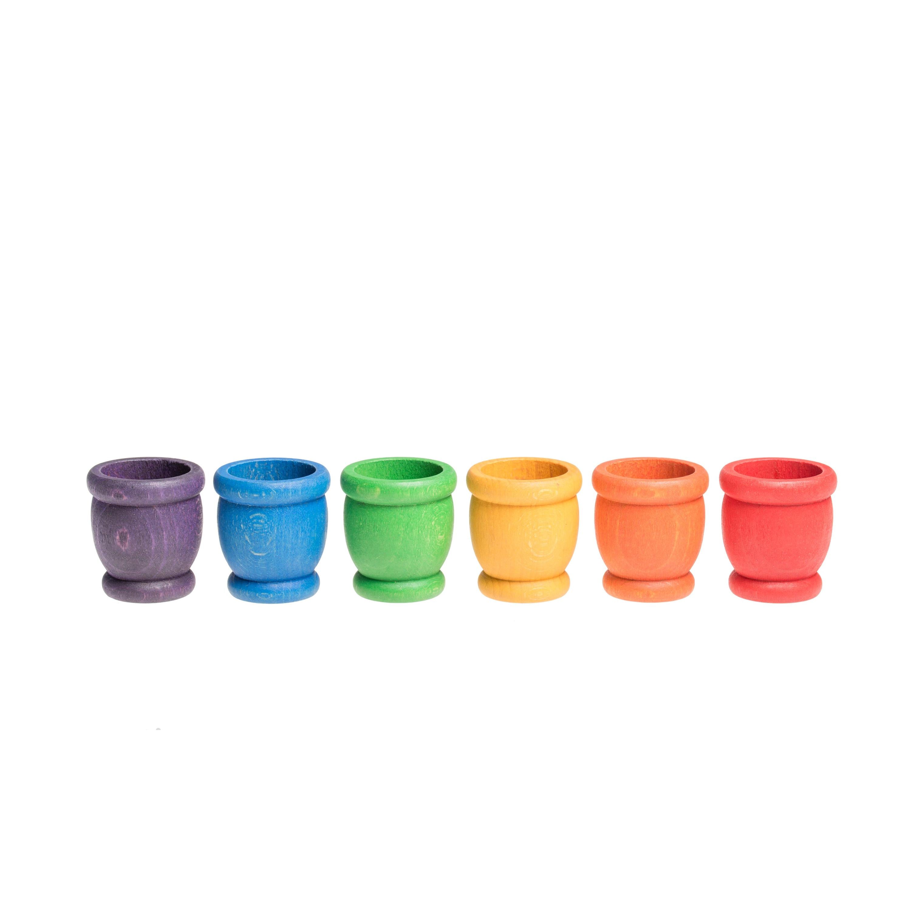 Grapat - 6 houten bakjes Mates regenboog - Grapat