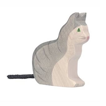 Holztiger - Houten Dieren - Poes zittend 7 cm