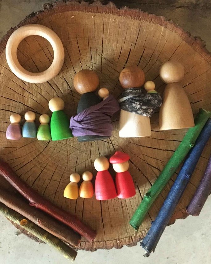 Grapat - Houten baby nins® 6-delig in kokosnoot schaal - Grapat