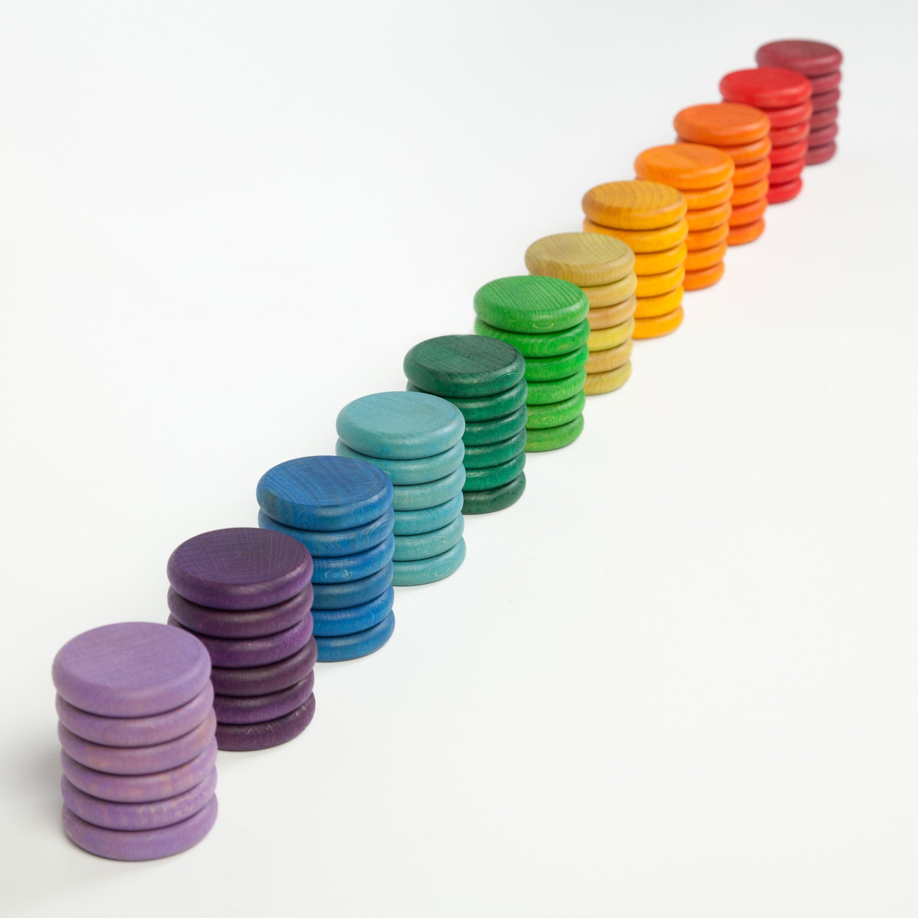 72 houten munten in 12 kleuren regenboog - Grapat