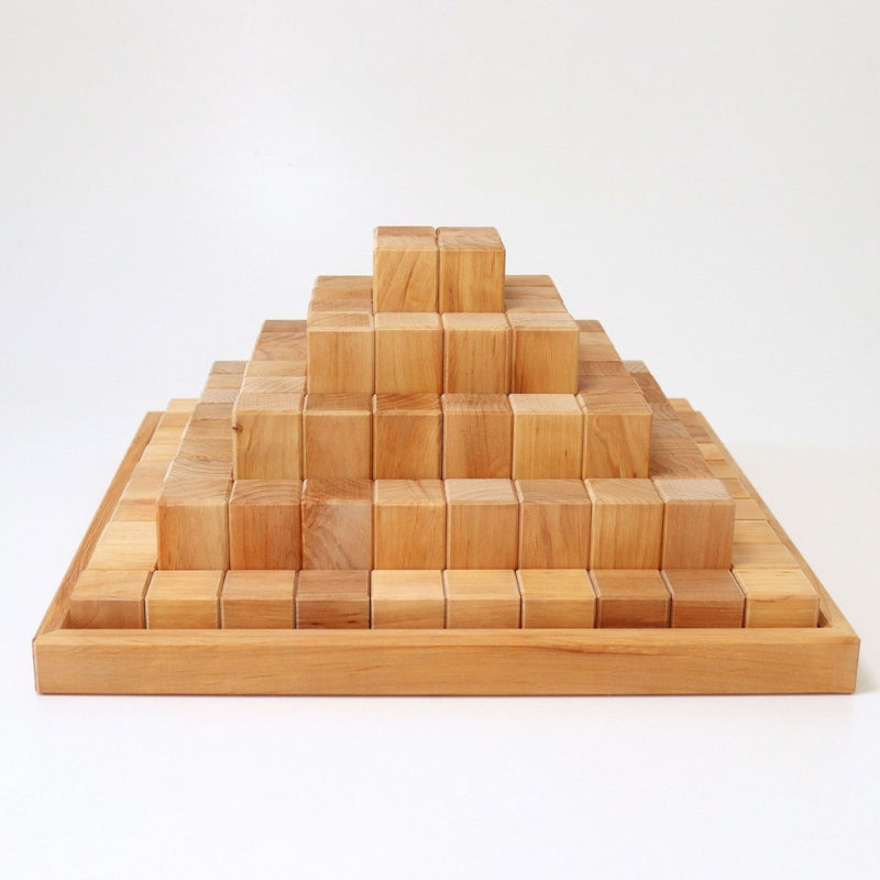 Grimm's - Houten Blokken Piramide natuurkleur (100 stuks) groot