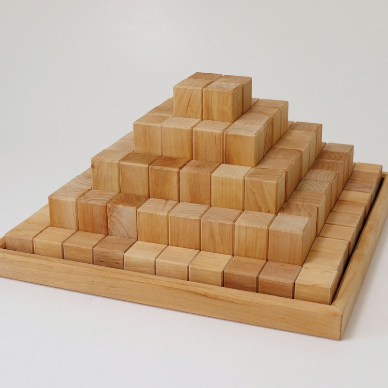 Grimm's - Houten Blokken Piramide natuurkleur (100 stuks) groot