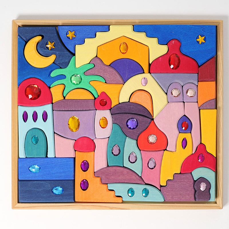 Grimm's - Houten Blokkenset (52 stuks) Glinsterende mandala Oriënt