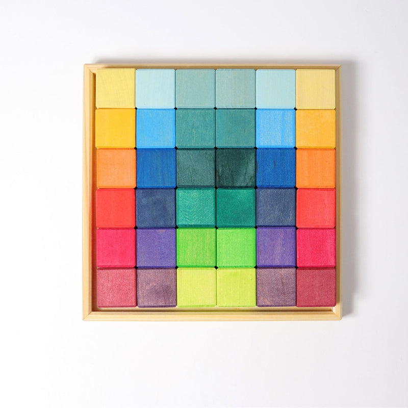 Grimm's - Houten blokken Regenboog Mozaïek (36 stuks)