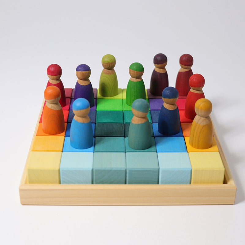 Grimm's - Houten blokken Regenboog Mozaïek (36 stuks)