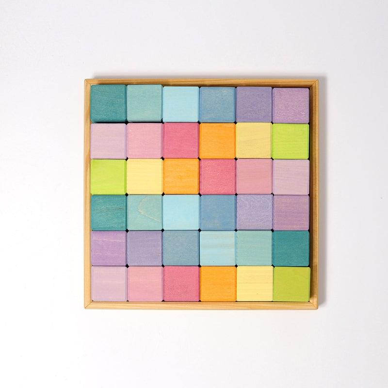 Grimm's - Houten blokkenset Pastel Mozaïek (36 stuks)