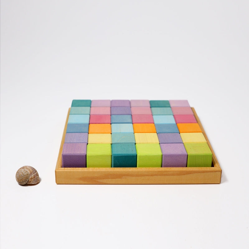 Grimm's - Houten blokkenset Pastel Mozaïek (36 stuks)