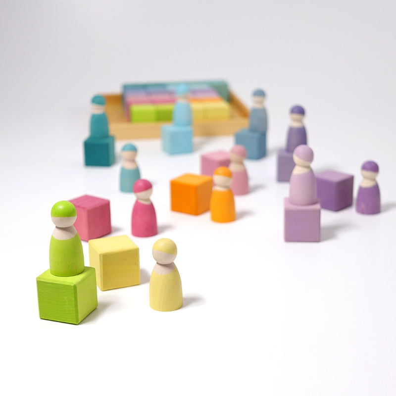 Grimm's - Houten blokkenset Pastel Mozaïek (36 stuks)