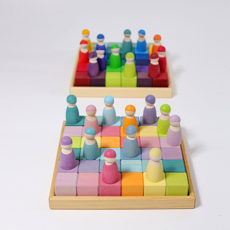 Grimm's - Houten blokkenset Pastel Mozaïek (36 stuks)