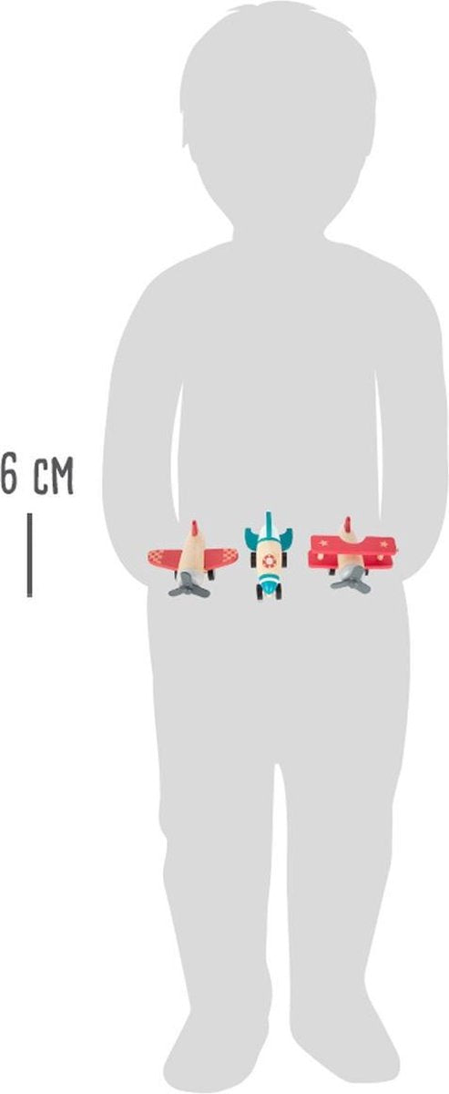 small foot - 3 'pull back' vliegtuigjes van hout