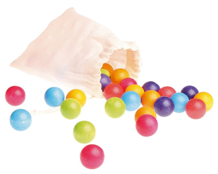 Grimm's - 35 houten knikkers (7 regenboogkleuren)