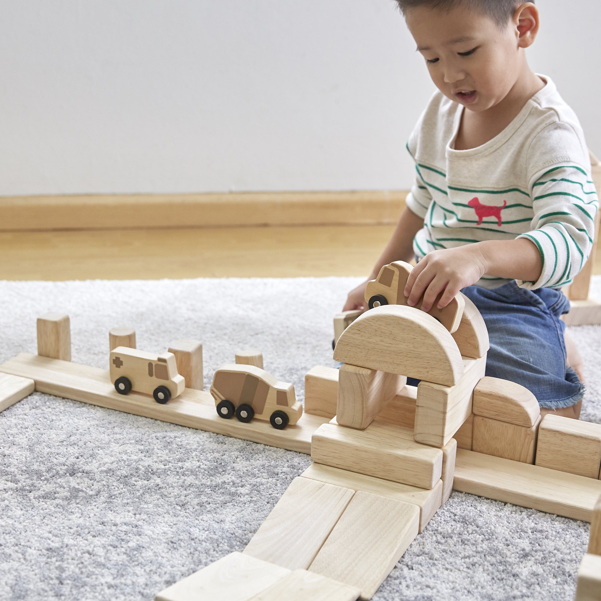 Guidecraft - 10 houten voertuigen (trucks)