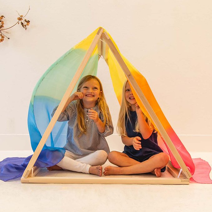 Sarah's Silks Reuze Speelzijde - Giant Playsilk - Regenboog 177 x 89cm