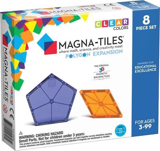Magna Tiles - 8 stuks Polygons Clear Colors - Constructiespeelgoed