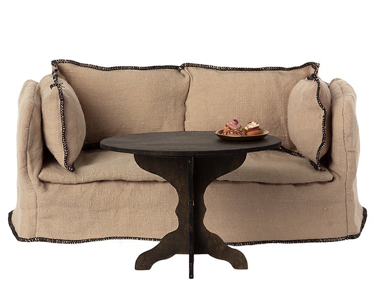 Maileg - Houten tafel ovaal zwart voor in poppenhuis