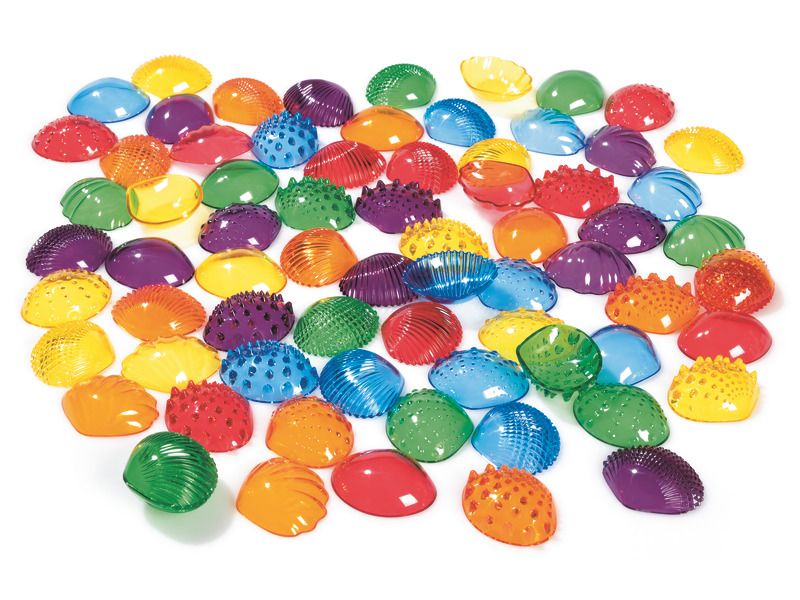 EDX - Doorzichtig gekleurde sensorische schelpen (108 stuks)
