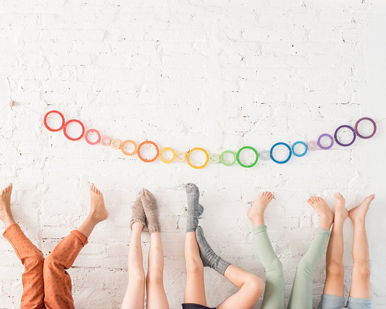 Grapat - 24 houten ringen regenboog - Grapat