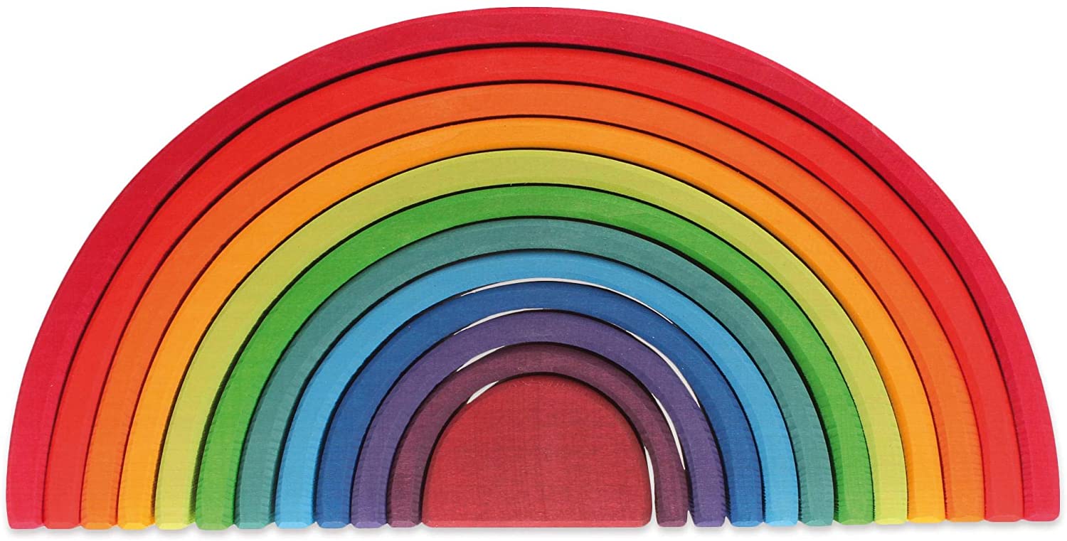 Grimm's - Houten Regenboog Stapelaar Groot (12-delig) 38cm