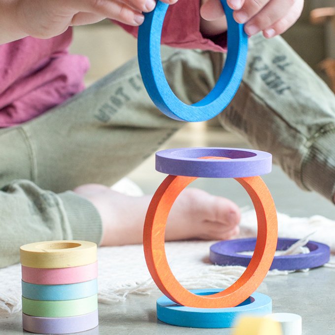 Grapat - 24 houten ringen regenboog - Grapat