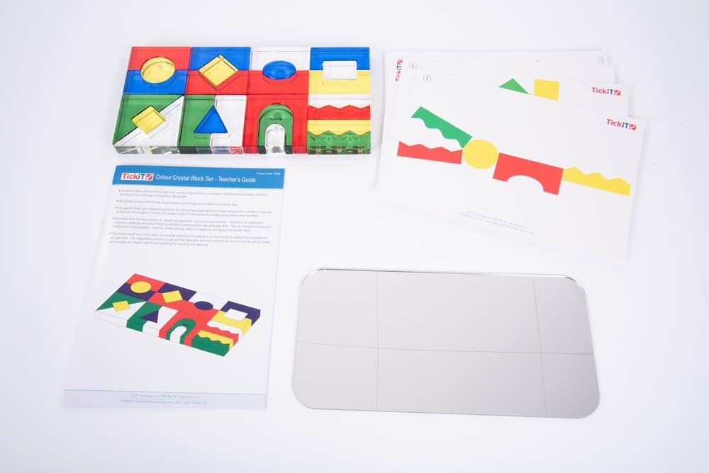 TickiT - Kristallen Bouwblokken van Acryl + Spiegel + Kaarten (25 stuks)