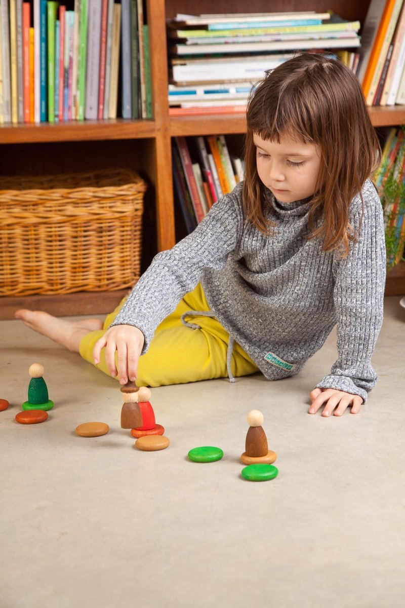 Grapat - Houten nins® poppetjes met ringen en schijfjes herfst 27-delig - Grapat