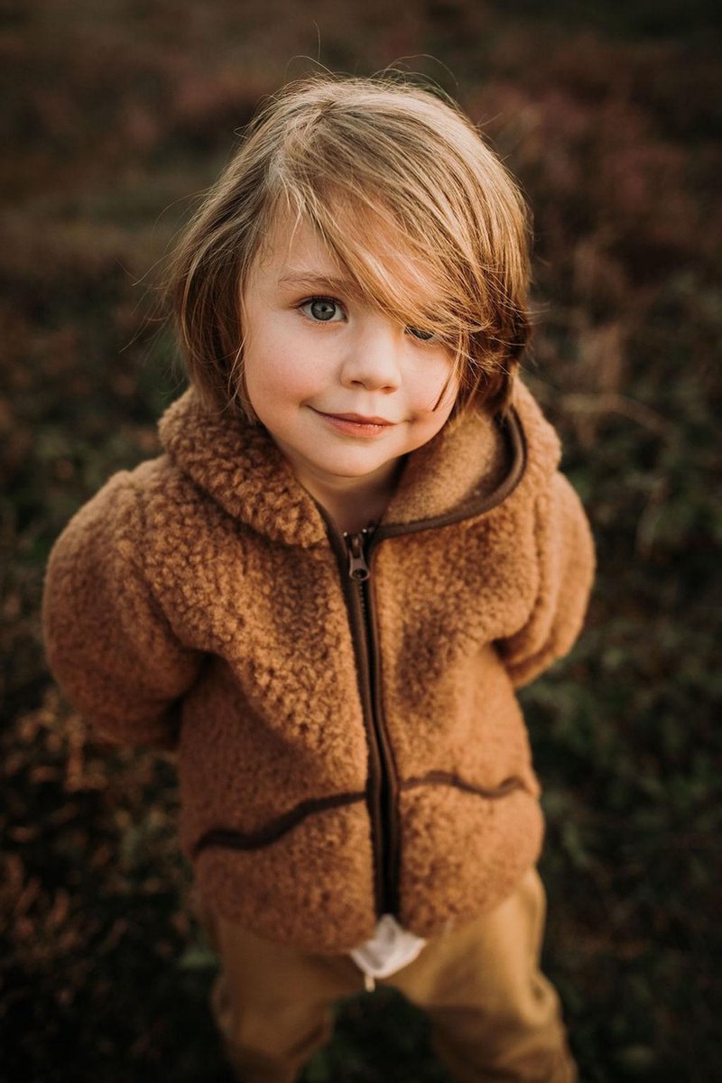 Alwero - Jas Vestje Mody Camello teddy pluche - 100% wol