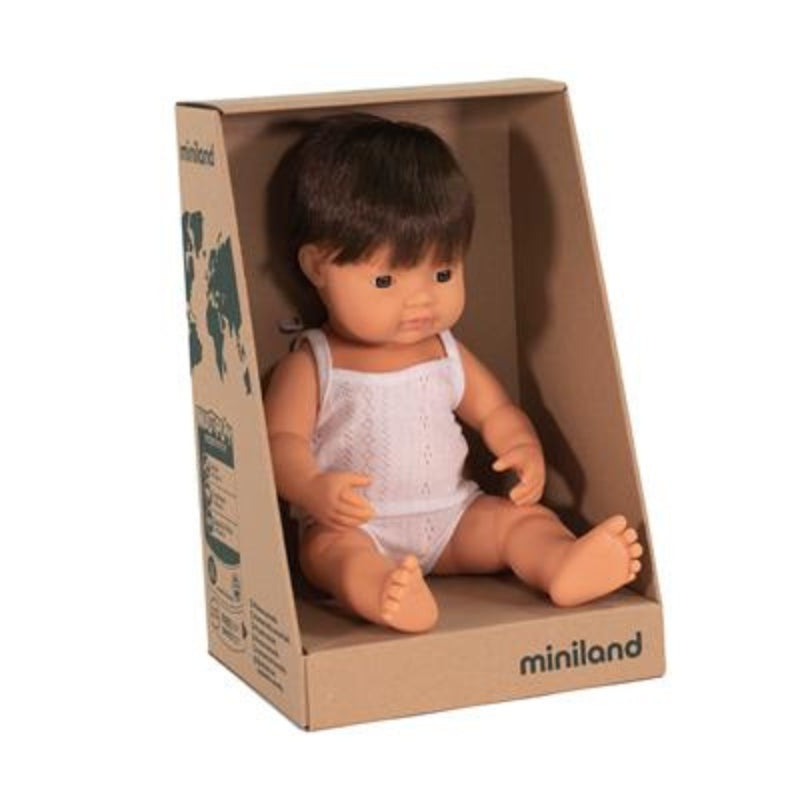 Pop Europese jongen met bruin haar (38 cm) - Miniland