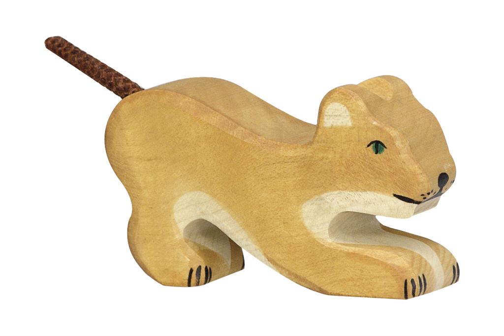 Holztiger - Houten Dieren - Leeuw spelend 8 cm