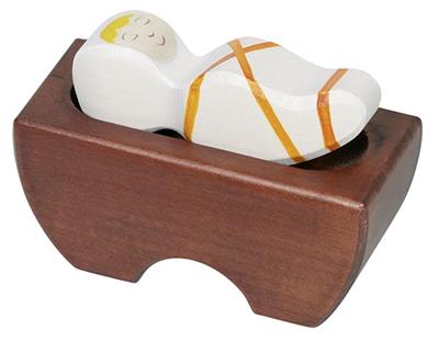 Holztiger - Houten Jezus in Kribbe Goud