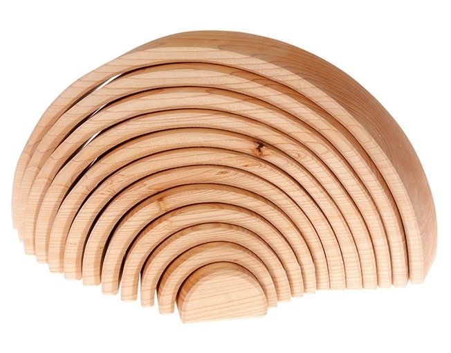 Grimm's - Houten Regenboog Naturel Stapelaar Groot (12-delig) 36 cm