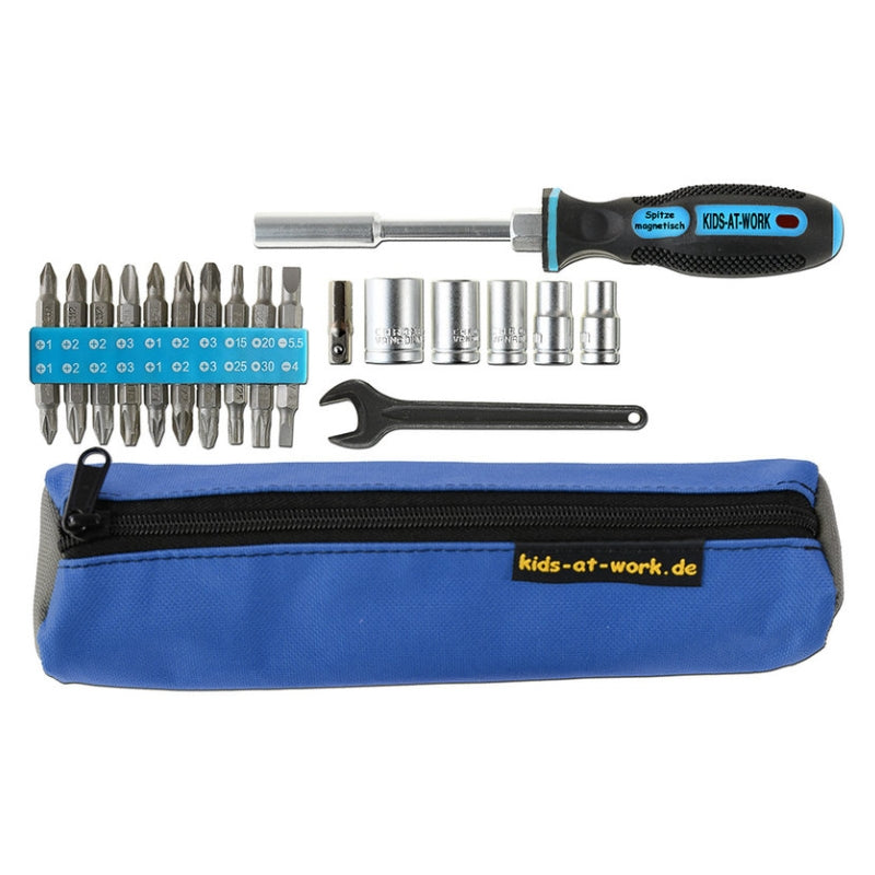 Schroevendraaier combiset met bitjes en doppenset - Kids at Work