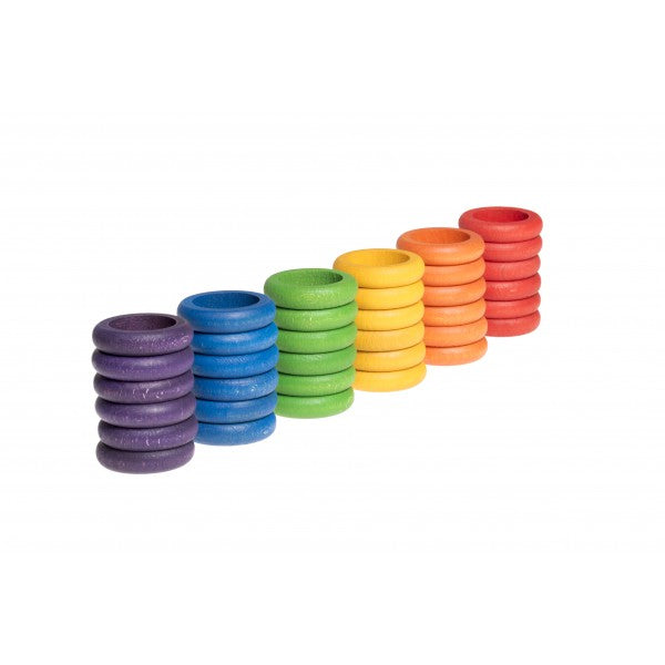 Grapat - 36 houten ringen regenboog - Grapat
