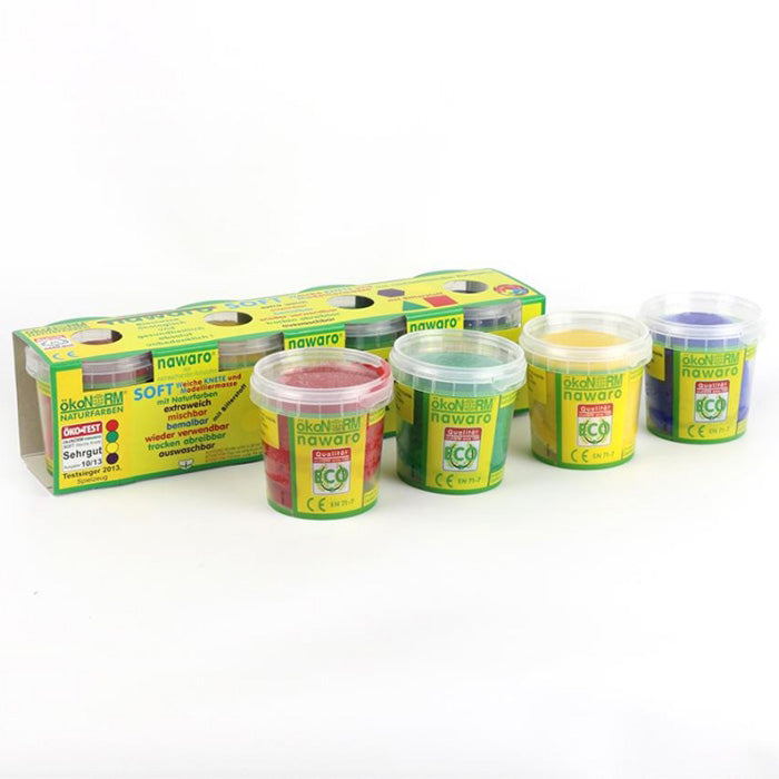 ökoNORM - natuurlijke boetseerklei - blauw, rood, geel en groen