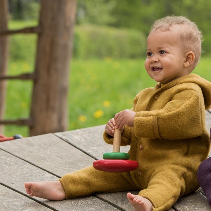 Engel Natur - 100% wol-fleece overall onesie - Saffraan