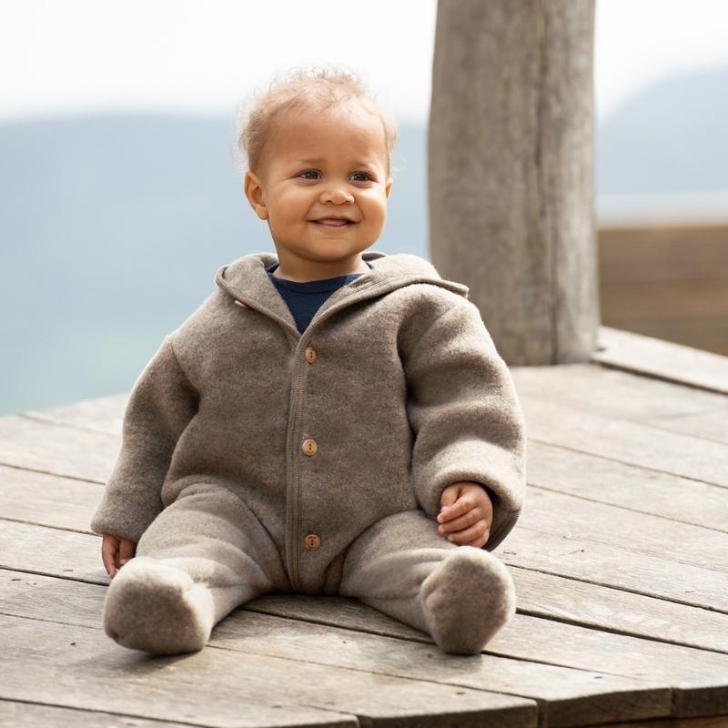 Op te slaan Coöperatie Claire Engel Natur - 100% wol-fleece overall onesie - Walnoot – Kinder Wonderland