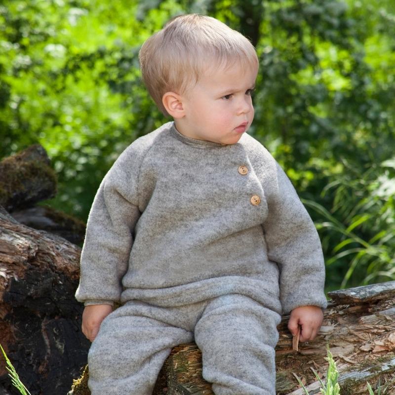 Engel Natur - 100% wol-fleece sweater trui - Lichtgrijs