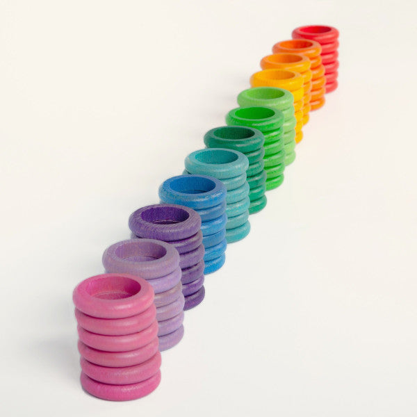 Grapat - 72 houten ringen in 12 kleuren regenboog - Grapat