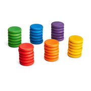 Grapat - 36 houten munten in 6 kleuren regenboog - Grapat