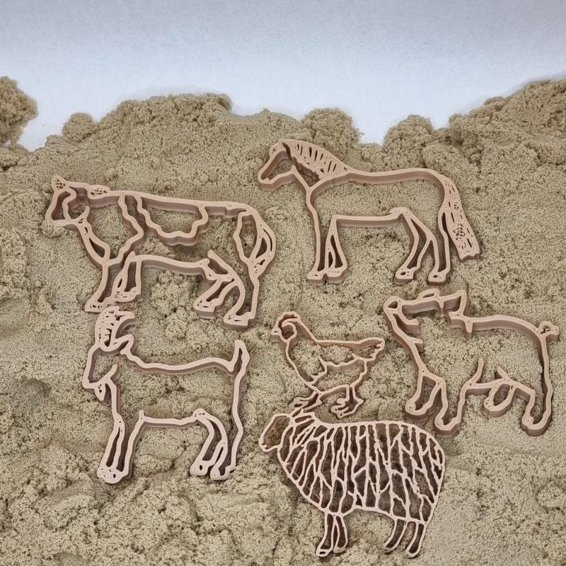 Grennn - Boerderijdieren uitstekers Kinetisch Zand - 6 stuks