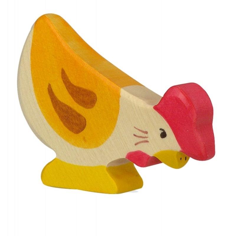 Holztiger - Houten Dieren - Kip pikkend 8 cm