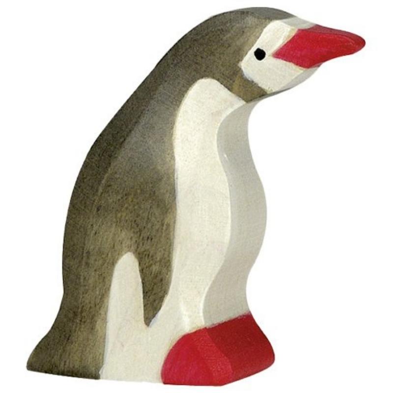 Holztiger - Houten Dieren - Pinguïn hoofd naar voren klein 4 cm