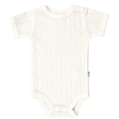 Joha - Wol-zijde romper met korte mouwen - naturel