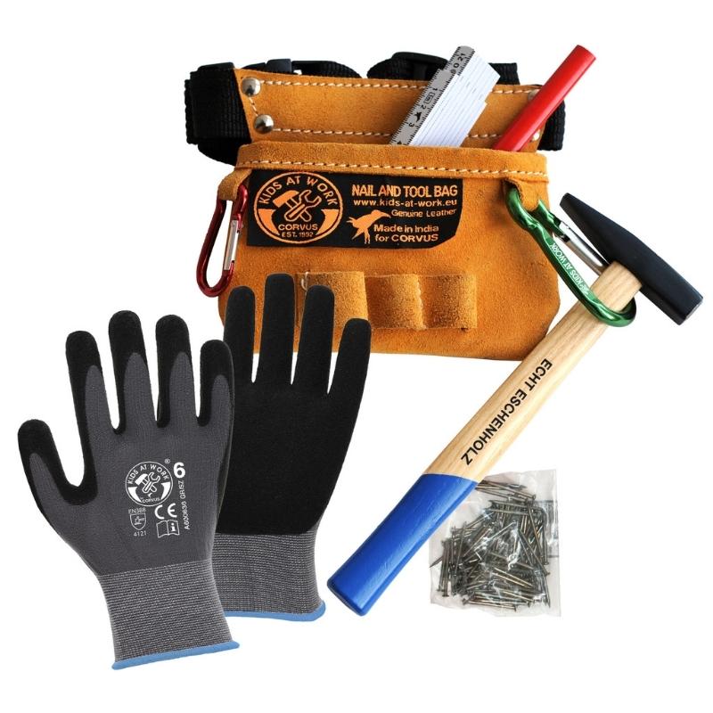 Kids At Work - Gereedschapsgordel midi met werkhandschoenen