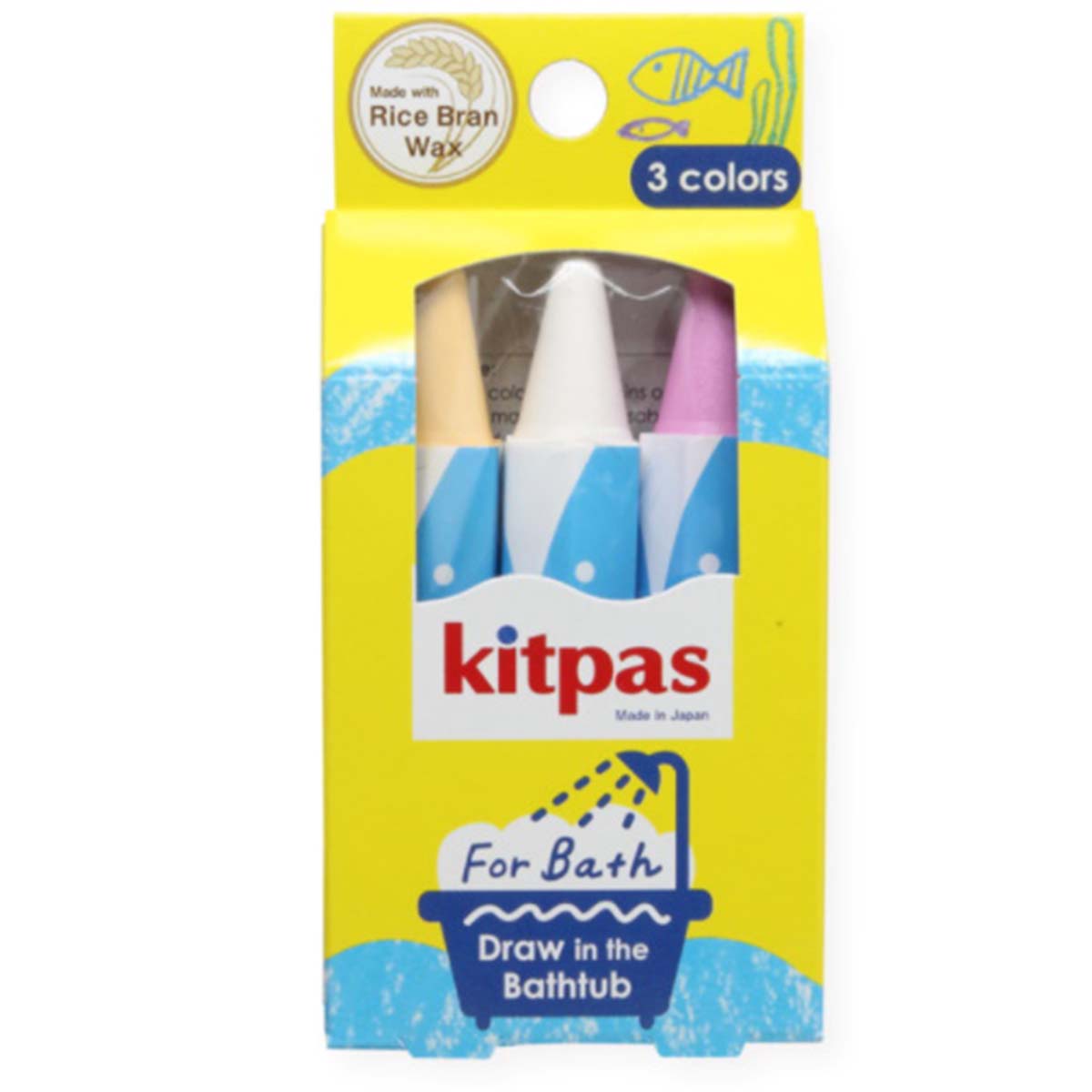 Kitpas - Uitwisbaar badkrijt Geel, Wit en Roze 3 stuks
